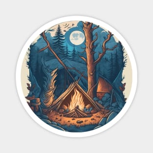 Night Camp in The Forest Magnet